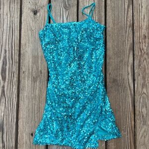 NWT wild fable | size medium | Sparkling Blue Sequin Dress with lace up back